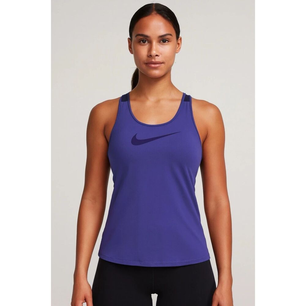 Nike Pro Active Tank Womens Small Center Swoosh Top Purple Athletic Workout Gym